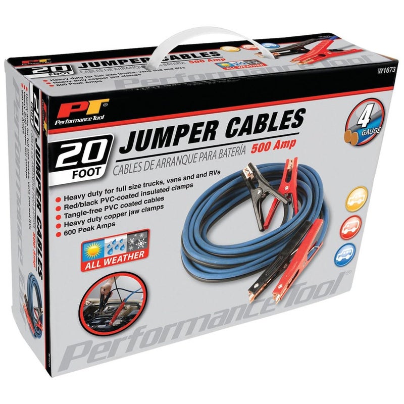 Performance Tool W1673 20' 4-Gauge 500 AMP All Weather Jumper Cables - Image 5